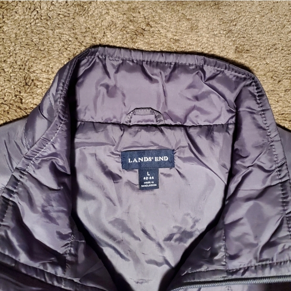Lands End Mens Charcoal Quilted Vest - Picture 3 of 3